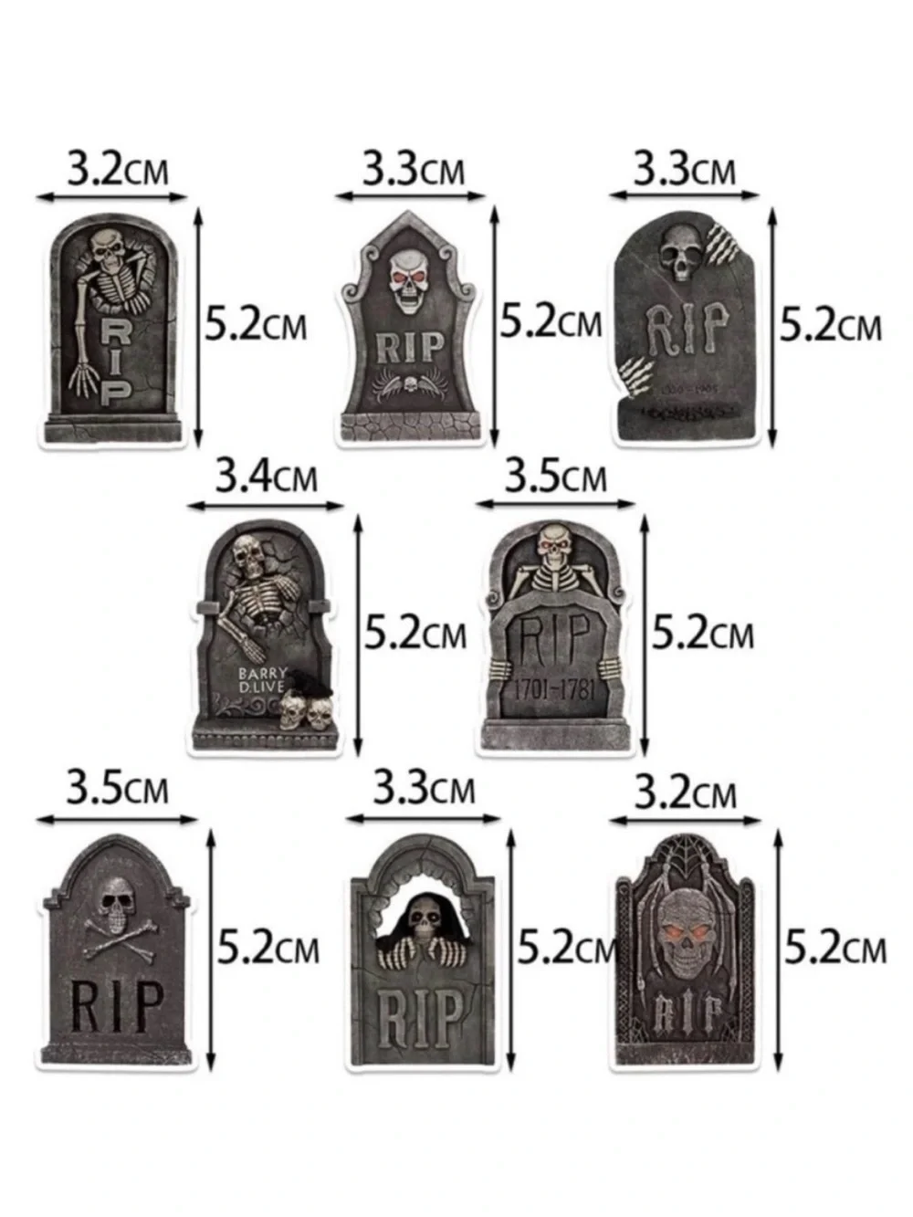 💞 New Pack of 8 Halloween Tombstone Cupcake Toppers